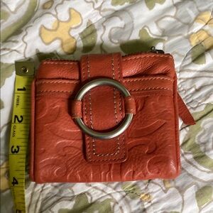 Fossil Orange Leather Wallet with Silver Buckle